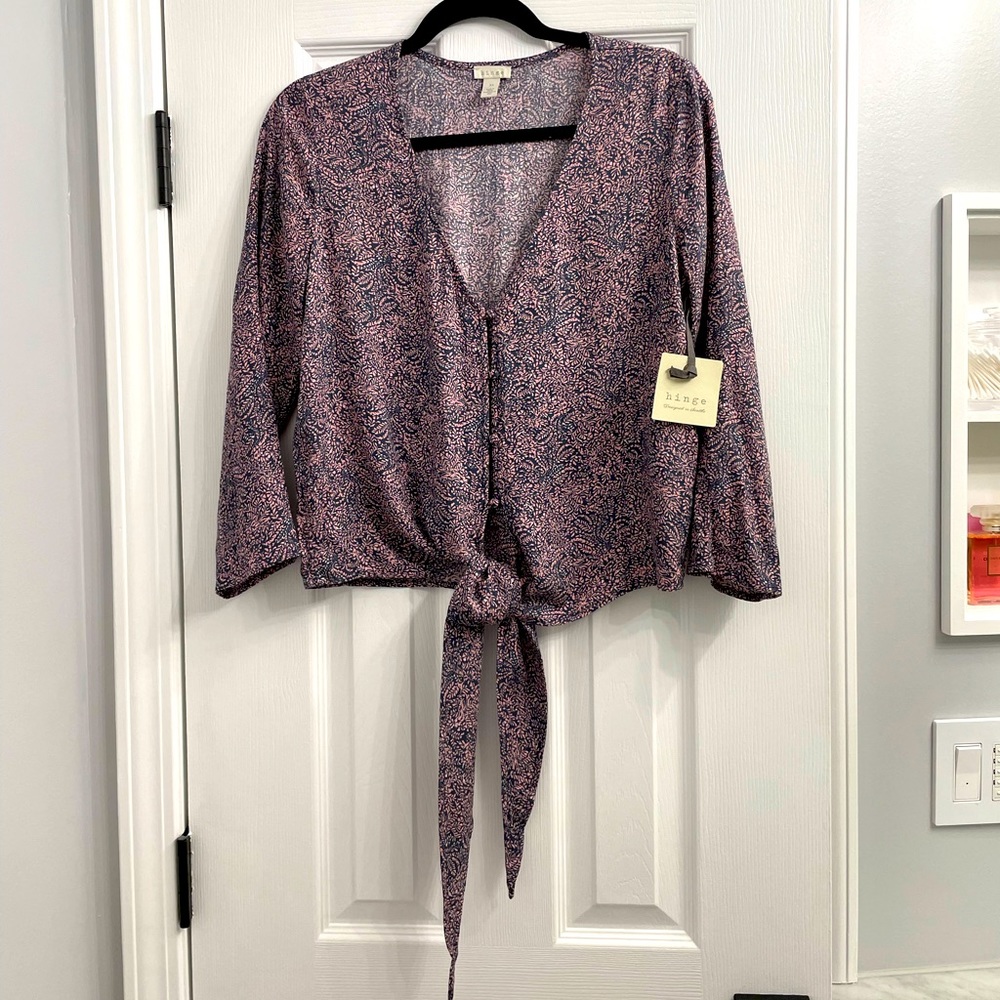 Hinge Women’s Navy Blue Branches Top XS